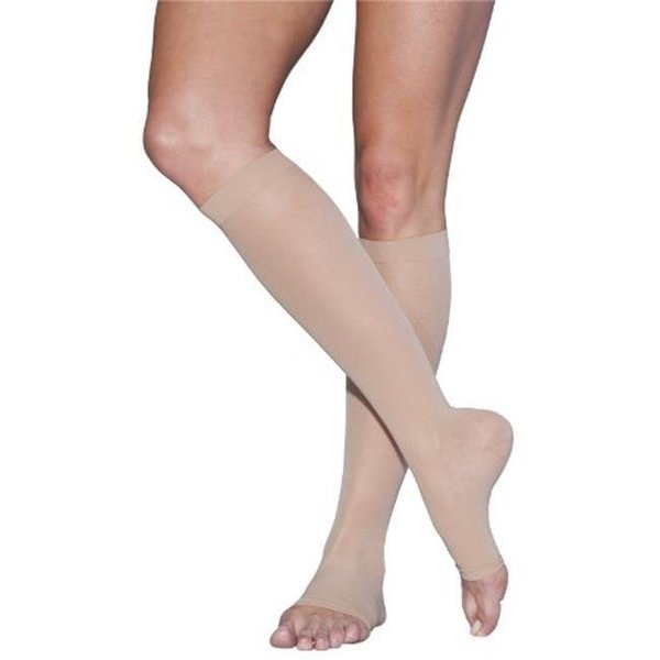 Sigvaris Sigvaris EverSheer 781CMSO33 15-20 Mmhg Open Toe Medium Short Calf Hosiery For Women; Natural 781CMSO33